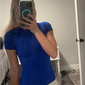 Women's Blue Short Sleeve Top